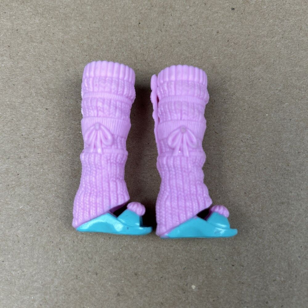 Barbie Fashion Fever Teal Blue Sandals w Molded on Pink Leg Warmers Y2K